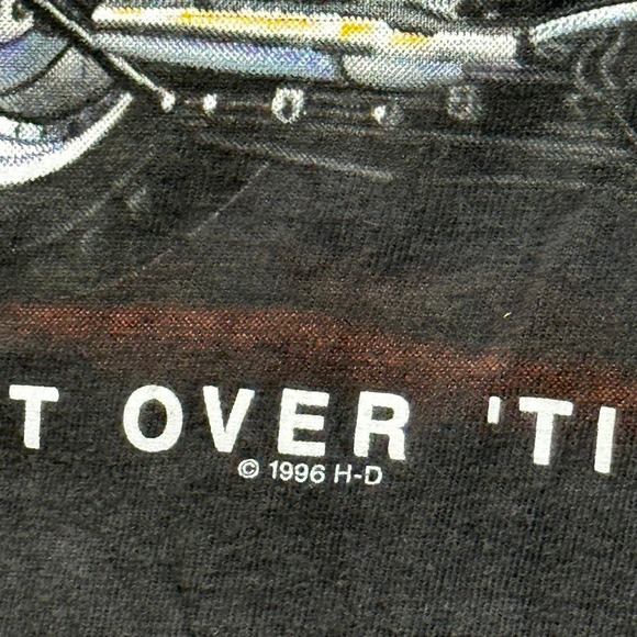VINTAGE 1996 GRUNGE HARLEY DAVIDSON MOTORCYCLE BLACK SHIRT SIZE LARGE - Picture 5 of 6